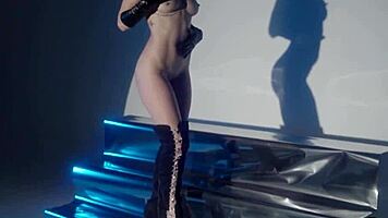 big tits babe poses stripping clothes showing wet pussy ass