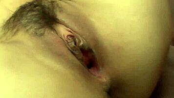 Naughty Japanese slut gives fellatio in wild threesome creampie