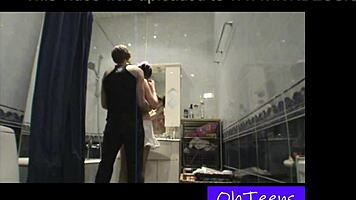 two blondes enjoy steamy bath fun in homemade video