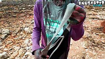 Skinny goth punk gives sloppy public blowjob facial cumshot outdoors