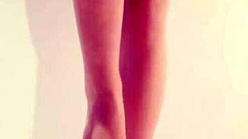 young asian beauty teases in sheer white pantyhose and stockings