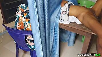 ashwo doctor bends sexy patient over and creampies her wet pussy before husband