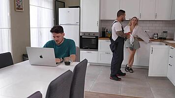 Plumber Repairs Kitchen Pipes Then Pounds Cute Blonde's Wet Pussy Hard