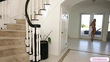 milf unexpectedly catches young woman masturbating intimately