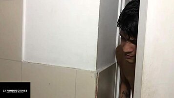 Thick Cock Slams Deep into Horny Latina Ass Bathroom
