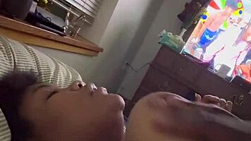 rubbing her fat juicy tits till orgasm hits