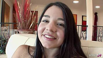 Big dick guy jizzes hairy latina's puffy pussy then cums in panties.