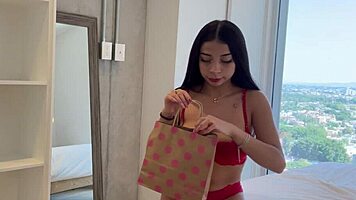 petite 18+ teen dafne michelle's huge naturals bounce in backstage interracial fun