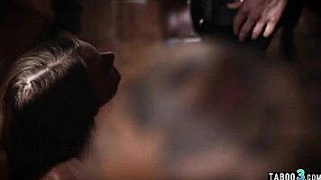 Petite Teen 18+ Roughed in Orgy Front of Tied Older Guy Taboo 😱