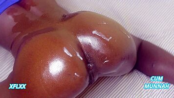 Horny black petite anal doggystyle closeup cumshot