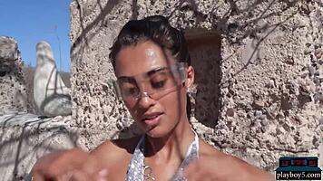 Katherinne Sofia reveals her petite curves outdoors for exclusive shoot