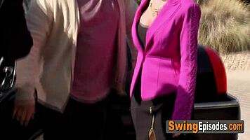 Hey this horny swinger couple gets steamy in hot tub sex