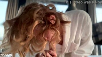 wake to blondes perfect curves glistening with morning cum delight