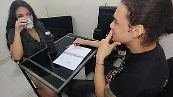 hey this sexy latina secretary takes a massive cock pounding her tight pussy she loves every huge thrust deep inside