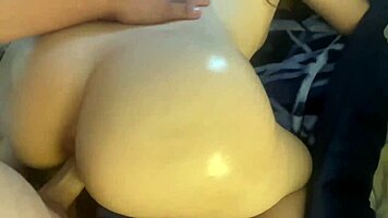 BIG OILED LATINA BUBBLE BUTT gets POUNDED hard from behind in homemade amateur action