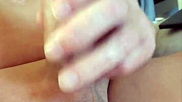 Petite girl strokes massive cock in quick amateur solo handjob session