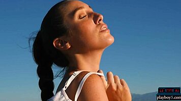 Hey brunette teen Willa Prescott wanna see my big natural tits outdoor striptease?