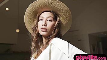 petite latina strips outdoors flashing juicy big tits