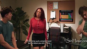 teacher blackmailed into double penetration with student kiki daire parker ambrose in cinema