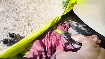 Lost in woods sexy argentinian bodybuilder milks my throbbing load outdoors