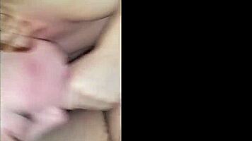 Nerdy girlfriend drains cock deep in pov