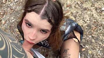 Alt spider-man suit girl railed every hole abandoned building