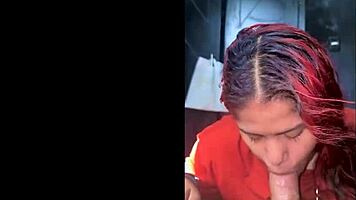 cum explodes in hot brunette's mouth after deepthroat blowjob on monster cock