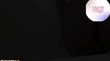 Petite ebony babysitter with big natural tits licks and curves to make you cum twice