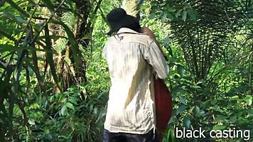 Ebony teen 18+ with hairy ass takes first big black cock