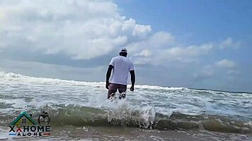 Naughty curvy teen addict squirts wet pussy orgasms in first beach sex quickie pounding.