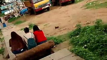 what if sexy indian flashes blue panties in crowded public spot?