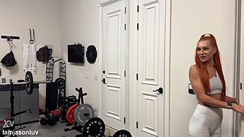 Bbc gym coach drills tight wet pussy to mouth cum