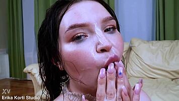 Virgin babe endures first double anal pounding from monster cocks