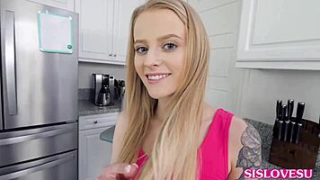 paris white stuffs her mouth full with stepbro's huge prick!