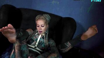 latex tattooed babe explodes in anal orgasm prolapse gape