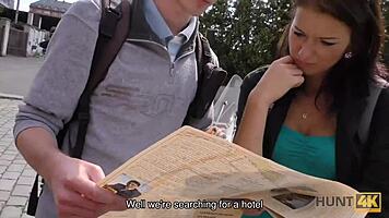 Hot tourist fingered and fucked hard for cash by stranger