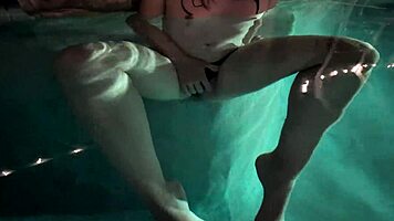 late night pool solo fingering hits horny orgasm peak