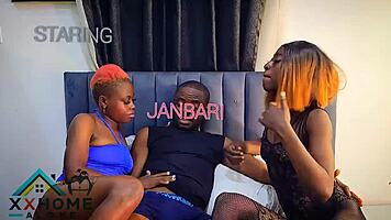 Bratty babes share throbbing big black cock threesome