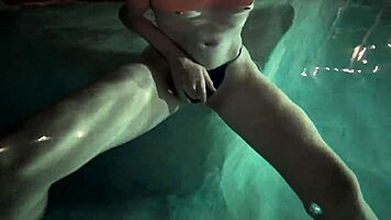 late night pool solo fingering hits horny orgasm peak