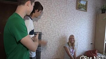 She jerks his throbbing cock next