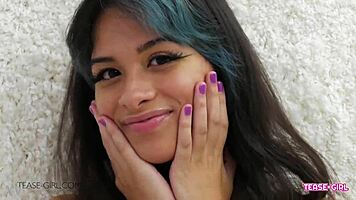 brunette teen's perfect body tempts softly