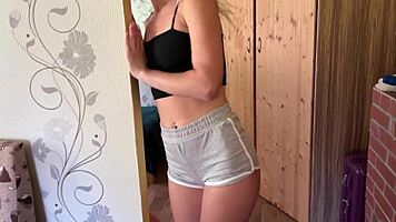 Stepsis flaunts fit body but ends bent over taking huge cock doggystyle