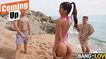 lia lin papi rodriguez benny banana threesome heats up public beach