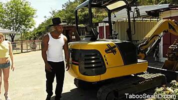 black stud takes young beauty outdoors suggestively