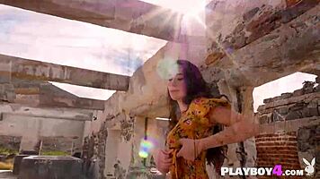 Sexy petite redhead babe strips from lingerie in hot teasing dance