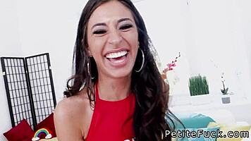 petite latina spinner rides bangs huge monster cock