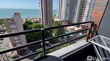 hot latina brunette seduces painter fucks apartment room hard!