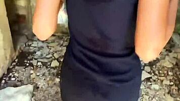 risky public pov has 18yo riding rough with natural tits