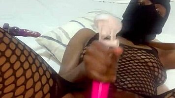 Fucking wet pussy deep with massive vibrator squirting nonstop