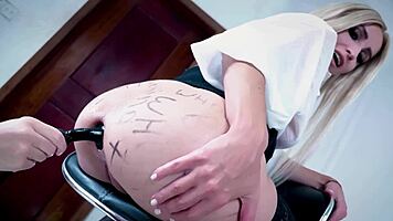 one chair two anal sluts battling huge cocks and toys